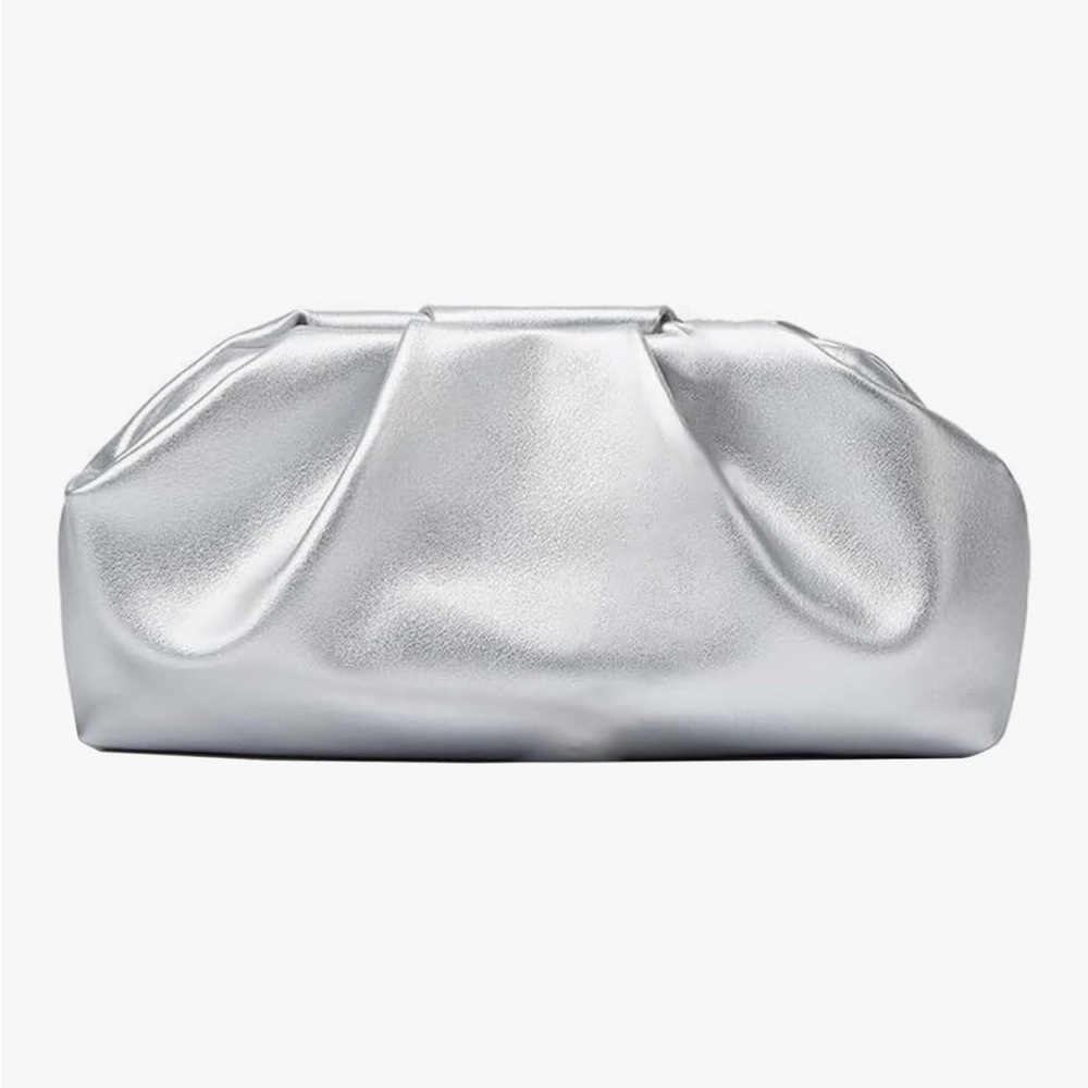 Silver Clutch with removable strap
